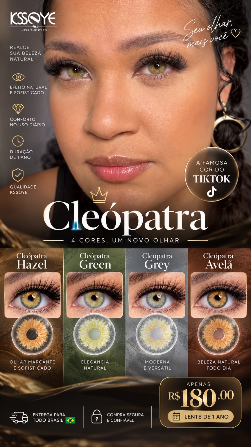 Coleção Cleópatra com quatro cores de lentes